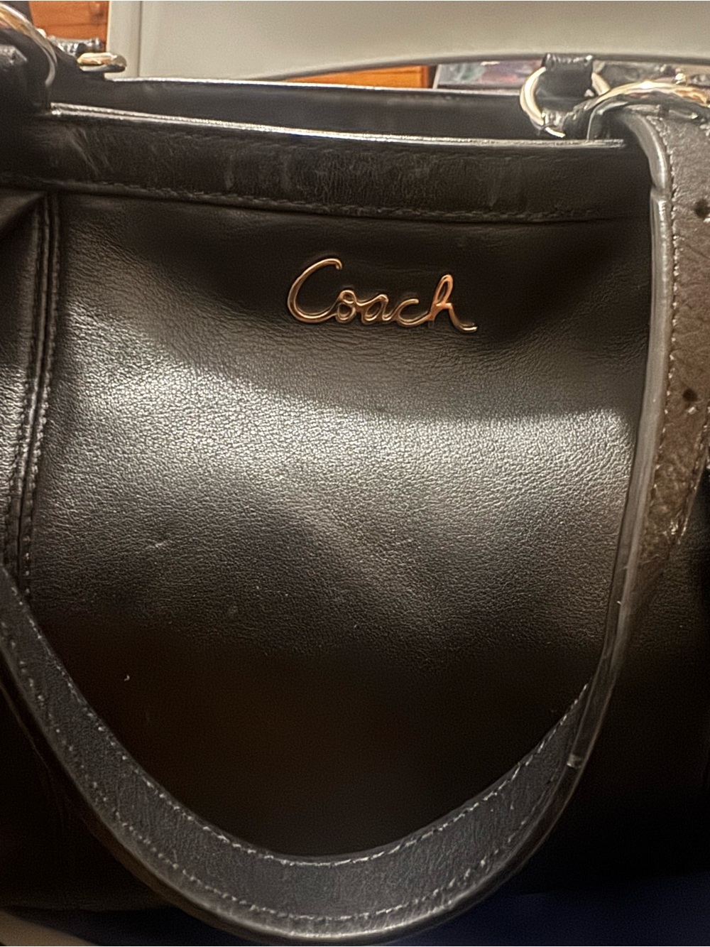Coach Black Leather Shoulder bag- EUC - F17721 - Picture 4 of 7